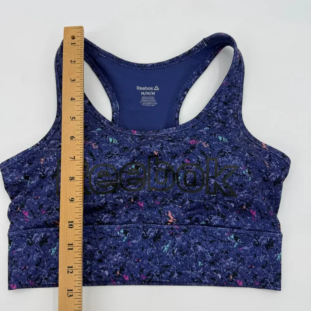 REEBOK Renew Long line Sports Bras (2) Size M Removable Cups Pullover Racerback
